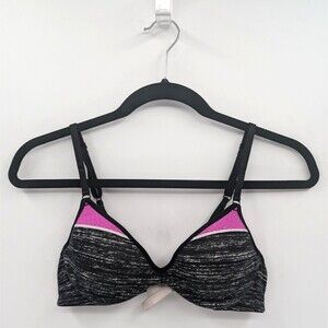 Victoria's Secret PINK Bra Women’s 34A Gray Pink Colorblock Scoopneck